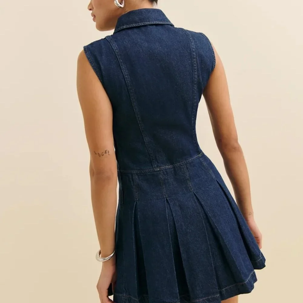 Reformation Arella Denim Mini Dress Blue - Size 2 - Picture 3 of 3
